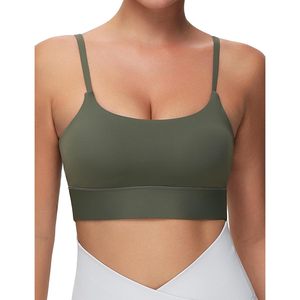 Sujetador deportivo largo ajustable para mujer, cuello redondo, acolchado, sin aros, para entrenamiento y yoga - Product Image 1