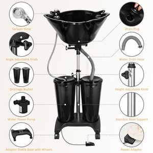 Bacs à Shampooing Réglables en Hauteur pour Salon de <span class=keywords><strong>Coiffure</strong></span>, Équipement Professionnel, Outils de <span class=keywords><strong>Coiffure</strong></span>, Lavabo Mobile pour Barbier - Product Image 2