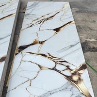 Panel de Pared de PVC de Lujo 2025, Panel Decorativo Dorado con Efecto Mármol para el Hogar, Alta Calidad, Resistente a los Arañazos, Impermeable, Tradicional, Ignífugo