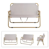 Chaise de camping double pliable robuste en acier au carbone, siège de plage extérieur, logo personnalisé, barbecue
