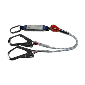 Harness keselamatan penempatan kerja, tali lanyard ganda dengan penyerap energi