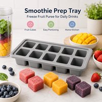 Fruitpuree-vormpjes siliconen, 10-delige bak voor smoothies, babyvoeding en diepvriesfruitporties