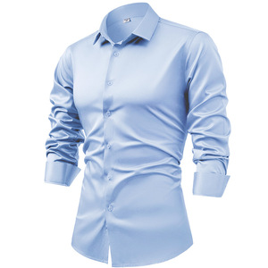 <span class=keywords><strong>Camicia</strong></span> Casual da <span class=keywords><strong>uomo</strong></span> 2025 autunno alla moda taglie forti a maniche lunghe antirughe traspirante con risvolto monopetto da lavoro Casual - Product Image 2