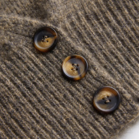 Vente en gros de service OEM Cardigan à boutons en laine mélangée marron selle pour femmes col V Boutons tortue style vintage