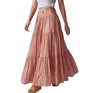 Jupe longue en tricot imprimée, style bohème, élégante et formelle, pour femme, coupe trapèze, superposée, idéale pour l'été - Product Image 1