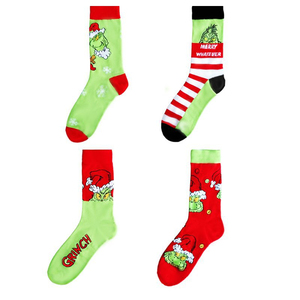 Calcetines de Algodón con Diseño de Dibujos Animados de Ballenas, Antideslizantes, Transpirables, Divertidos, de Navidad, con Diseño del Grinch - Product Image 4