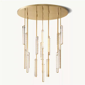 <span class=keywords><strong>Lampadario</strong></span> Moderno Americano di Lusso in Rame e Cristallo, LED con <span class=keywords><strong>Batteria</strong></span> di Backup, Alta Resa Cromatica CRI 95, Plafoniera <span class=keywords><strong>a</strong></span> Montaggio Superficiale per Hotel - Product Image 1