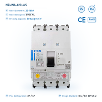 Disjoncteur thermique magnétique Eaton NZM 20A 3P 50kA 400V AC, protection contre les surcharges, 50/60Hz, MCCB, pour la protection des moteurs