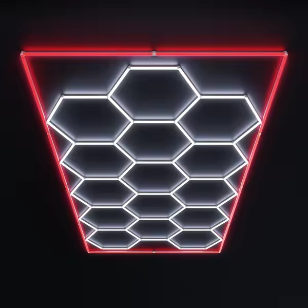 Aoying-Custom Colour Outer Bezel 14 LED Hexagonal Honeycomb Garage Work Light Ceiling Light for Car Beauty Barber Shop Light