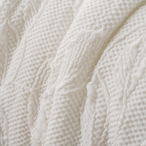 Magnifique léger Boho Shabby Chic Snow White Leaf Jacquard Broderie King Size Ensemble de couettes - Product Image 4