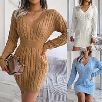 Robe pull élégante et sexy pour femme, avec un nœud à la taille, jupe pour l'automne et l'hiver, couleur unie, décontractée, tricotée, lavable, tendance