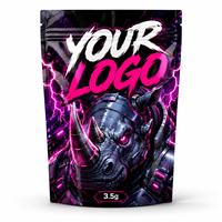 Sachet Mylar personnalisé 3,5g Za Pack avec logo personnalisé, pochette brillante à fermeture éclair, emballage stand-up Cyber Rhino Fierce Cartoon