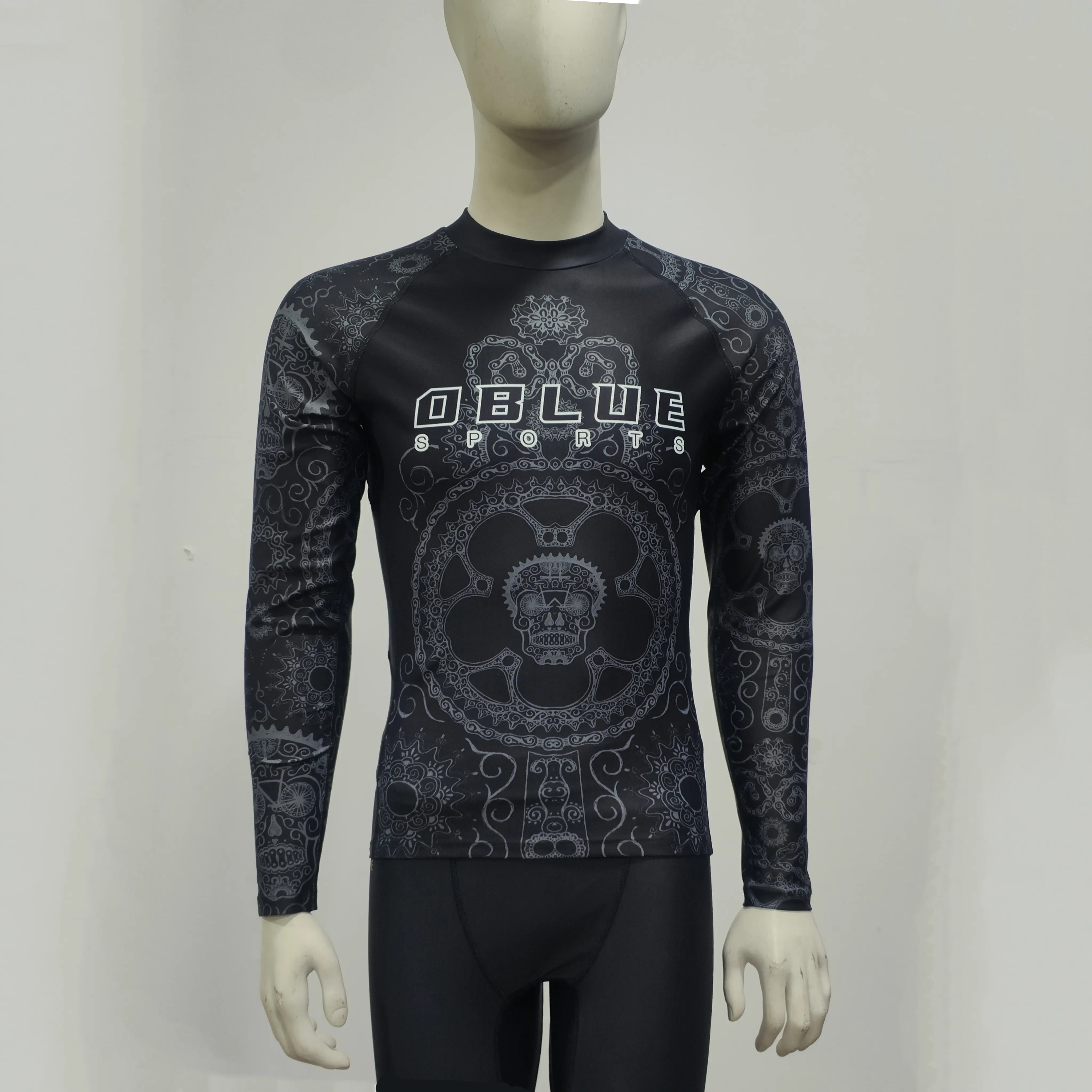 Calzamaglia sportiva Fitness maniche lunghe camicie da palestra da uomo Baselayer compressione althy con Logo del cliente