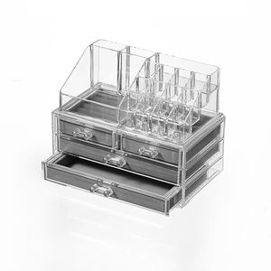 Acrylic Multi-function Plastic Make up Organizer Large Capacity Cosmetic Makeup Tabletop Storage Organizer Box With Drawers