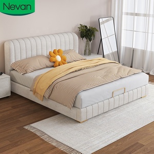Meubles de chambre à coucher à la mode beauté luxe 180x200 king size <span class=keywords><strong>tissu</strong></span> en bois lits en similicuir rembourrés avec rangement - Product Image 1