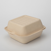Boîte de restauration rapide à emporter biodégradable Bagasse pulpe de canne à sucre déjeuner Burger repas boîte en papier boîte à hamburger canne à sucre jetable