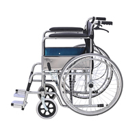 Fauteuil roulant manuel chromé économique 809 pour personnes âgées et handicapées