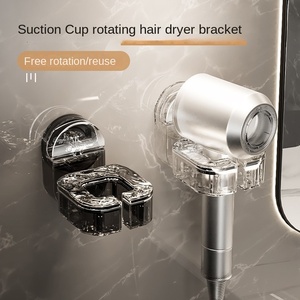 Support de support électrique suspendu au mur sans poinçon à un niveau support de stockage de sèche-<span class=keywords><strong>cheveux</strong></span> en plastique Type d'aspiration rotatif crochets de nouveauté - Product Image 2