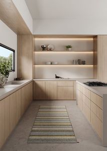 Lemari dapur Modular mewah, furnitur kabinet berbentuk L desain kustom sangat mengkilap kayu padat pernis lemari dapur - Product Image 6