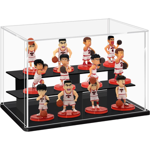 Acrylic Rectangular Display Box With Black Base Dustproof Display Case For Anime Toy Doll Action Character Storage Organization