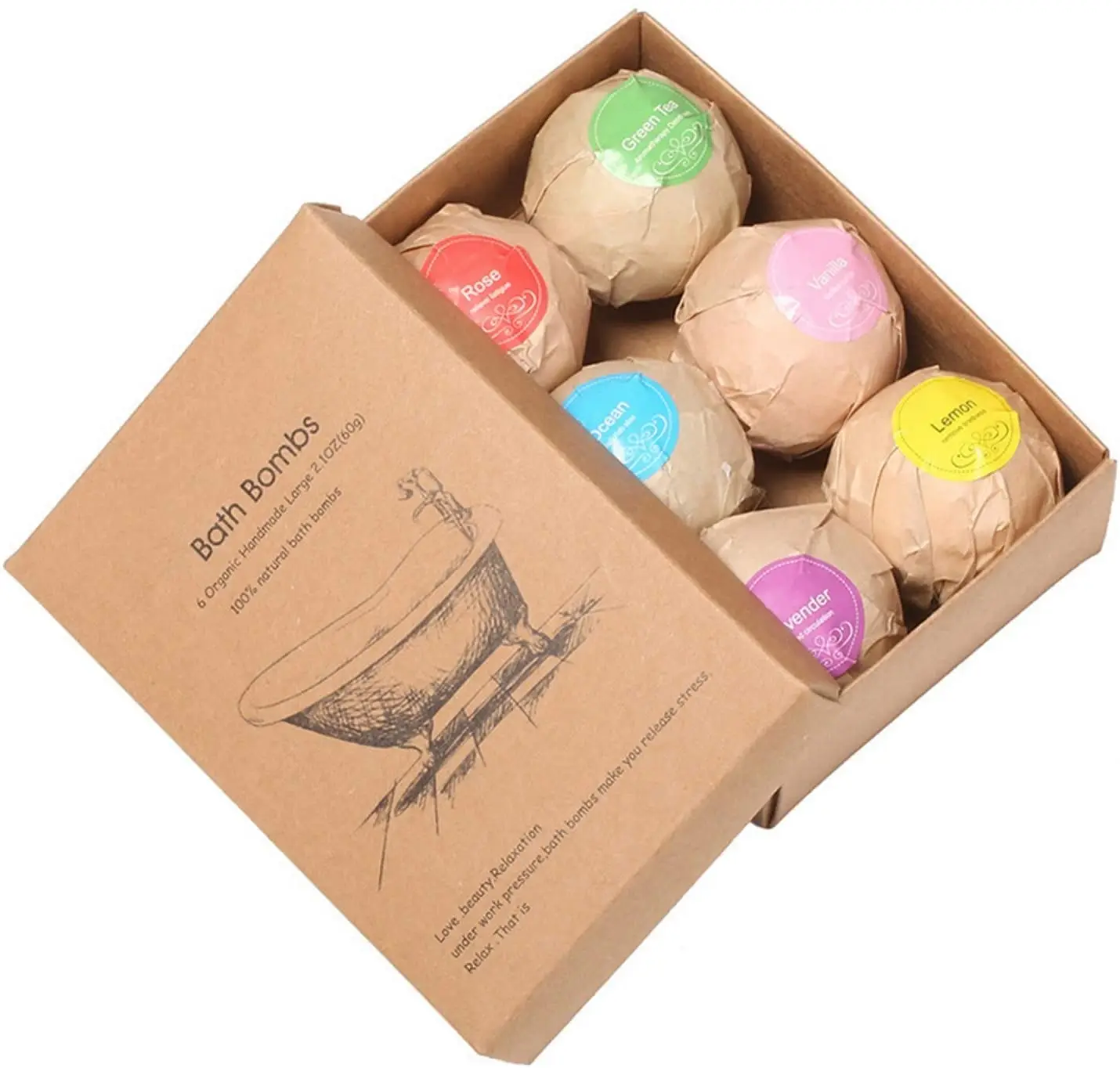 6pcs Colorful Salts Ball SPA Moisturizing OEM Private Label Bathtub Bomb With Gift Box Bath Bombs for Personal Cleaning