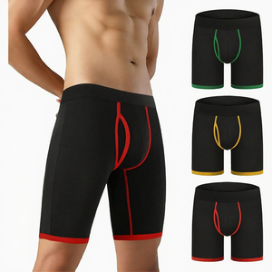 Calzoncillos bóxer de corte medio para hombre, ropa interior transpirable sin costuras, calzoncillos y bóxers de color sólido con logotipo personalizado para hombre - Product Image 3