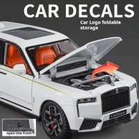 JLF-1901-540 Rolls Royce Cullinan 1/24 SUV de Lujo con Sonido de Cielo Estrellado, Modelo de Coche de Metal Fundido a Presión con Retroceso, Juguete con Batería de Botón, Regalo