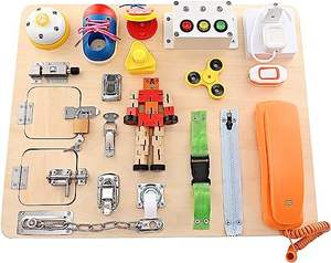 Tableau d'activités Montessori en bois en gros - Serrures, loquets et panneau de dessin magnétique pour les tout-petits de 1 à 4 ans - Product Image 1