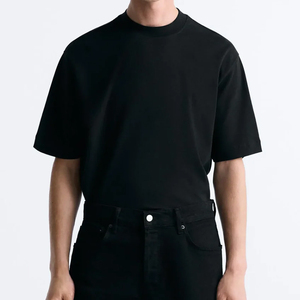 T-shirt Homme Col Rond Manches Courtes Coupe Ample Noir Coton 300 Grammes Style Décontracté Streetwear Tendance - Product Image 4