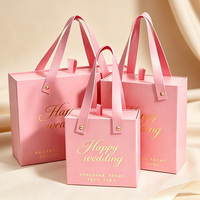 Caja de Regalo Personalizada con Estampado en Caliente para Boda, con Asa de PU, Cinta y Tarjeta de Regalo, Caja de Cartón