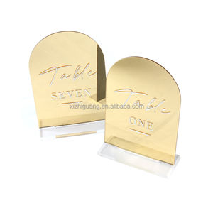 Números de Mesa de Espejo Acrílico Personalizados, Centros de Mesa para Boda, Soportes en Forma Redonda, Hexagonal y de Arco para Mesas de Fiesta - Product Image 6