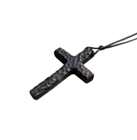 Übergabe geschnitztes Massivholz schmuck geschenk Hammer muster Ebenholz kreuz mit 90cm einziehbarem Hänge seil