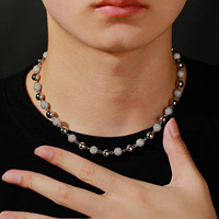 Collier Hip-hop en Cuivre Style Cyberpunk INS Européen et Américain, Chaîne à Billes Métalliques Minimalistes Neutres 6mm-8mm