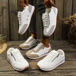 快適なレースアッププラットフォームレディーススニーカー通気性滑り止めウォーキングスタイルシューズ軽量ロートップランニングスポーツシューズ - Product Image 3