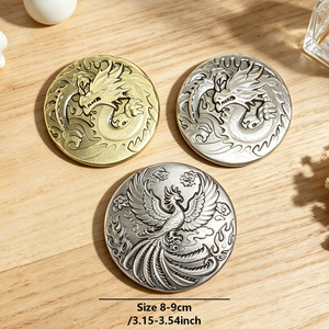 Artesanía Tallada en Obsidiana Plateada y Dorada de Alta Calidad con Diseño de Dragón y Fénix para Decoración del Hogar y Regalo - Product Image 3