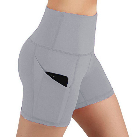 Exercise Elastic High Waist Seamless Tight Fitness Sports Pants Yoga Shorts Wear With Side Pocket