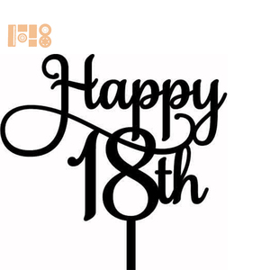 <strong>18th</strong> <strong>Birthday</strong> <strong>Party</strong> <strong>Decor</strong> ,black Acrylic Happy <strong>18th</strong> <strong>Birthday</strong> Cake Topper ,celebrate Monogram Eighteen <strong>Birthday</strong> Cake Topper - Product Image 1
