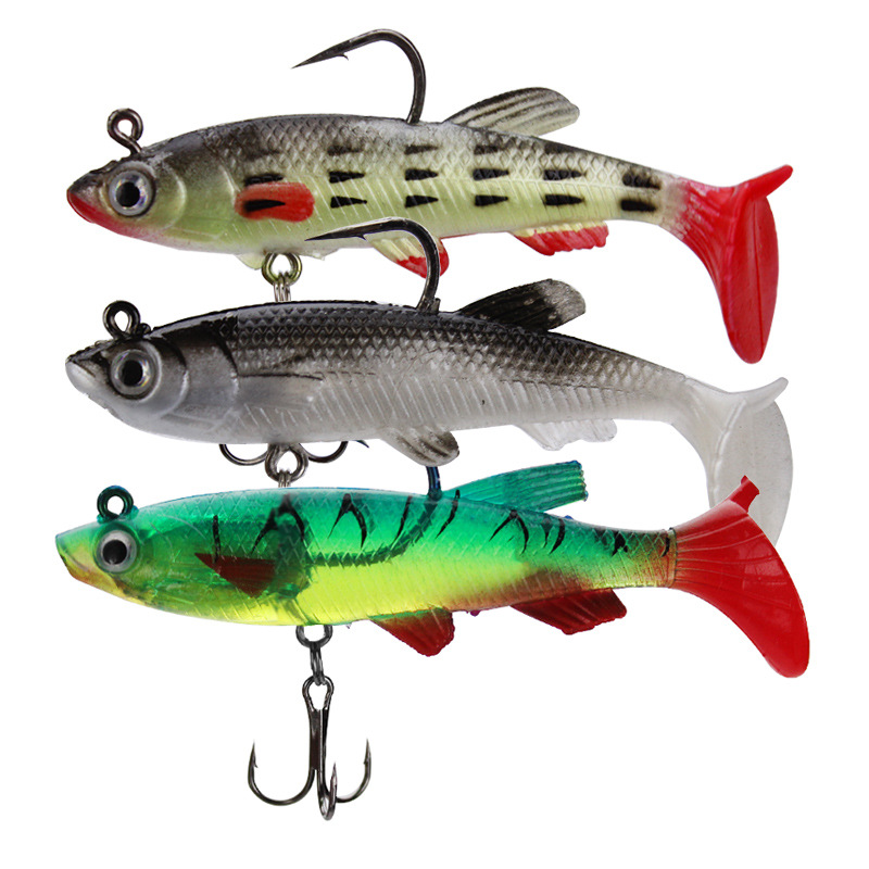 esca artificiale fishing lure Artificial Bait Wobbler Set Pencil Whopper Plopper Swimbait Artificial Bait with 2 Treble Hooks Rubber Fish for Pike Perch Luccioperca Fishing Bait Sport e tempo libero both offshore and inshore Wholesale 8cm 14g Epoxy Metal