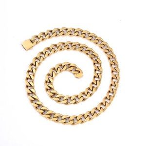 Chaîne de cou Hiphop en or pour hommes, bijoux en acier inoxydable, chaînes cubaines Miami Curb Chunky - Product Image 1
