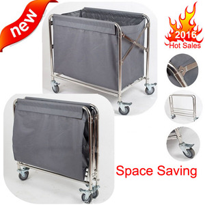 Round Stainless Steel <b>Heavy</b> <b>Duty</b> Easy-assemble Hotel Dirty Linen <b>Trolley</b> - Product Image 3