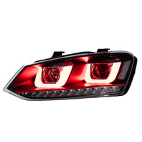 XUNBAI VW Polo MK5 Double U Red Dynamic DRL LED Phare Avant 2011-2018 12V Garantie 1 An Amélioration Rétrofit Auto