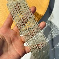Encaje Elástico de Alta Calidad, Hilo Dorado y Plateado, Diseño de Espigas de Trigo, Encaje Hueco, Ancho Personalizado, Poliéster/Algodón, Ecológico, Marca Yusen