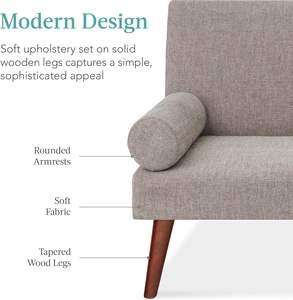 Sofá Cama Convertible Moderno Tapizado, Sofá Pequeño Plegable con Reposabrazos Redondeados y 2 Portavasos, Gris - Product Image 4