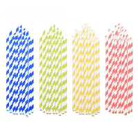 Pailles à milkshake jetables rayées, pailles biodégradables en papier pour boba, cuillères-pailles en papier pour boisson
