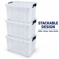 Conteneur de rangement pour vêtements et literie de grande capacité, en plastique PP transparent, 135 L, avec couvercle à fermeture, organisateur pour la buanderie à domicile