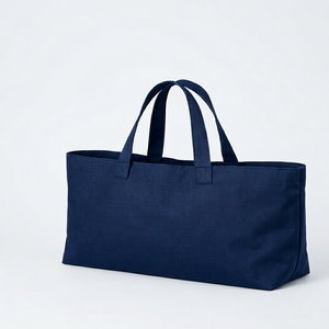 Custom logo <b>Large</b> capacity heavy duty Navy Blue <b>Canvas</b> Shopping <b>Tote</b> <b>Bag</b> With Long Handles For Daily Use - Product Image 2