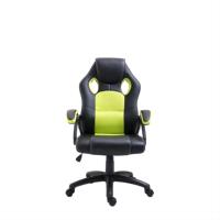 Chaise de bureau et de jeu pivotante de style traditionnel, nouvelle collection, en cuir PU vert frais de haute qualité et tissu MSH, avec structure en acier inoxydable