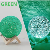 Chambre table chambre décor lampe base en bois rotin boule veilleuse cadeau de noël 3D illumination LED veilleuse