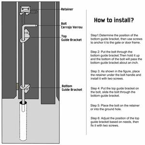 18 "Cane Bolt Drop Rod Heavy Duty Gate Hardware Noir Solid Steel Gate Ground <span class=keywords><strong>Loquet</strong></span> pour Bois PVC Vinyl Metal Gates Clôtures Portes - Product Image 4