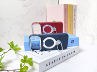 Étui de téléphone magnétique à texture cuir de luxe, doux au toucher, avec paillettes, pour iPhone 17 Pro Max, protection intégrale antichoc